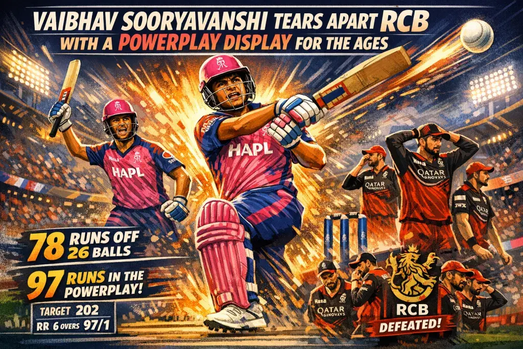 Vaibhav Sooryavanshi Tears Apart RCB With a Powerplay Display for the Ages